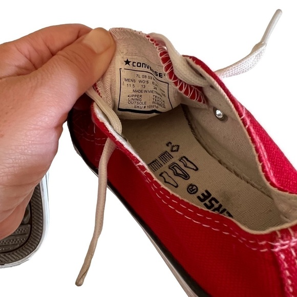 CONVERSE |Kids Chuck Taylor All Star Low-Top Sneaker - Red size 28 - Picture 7 of 8